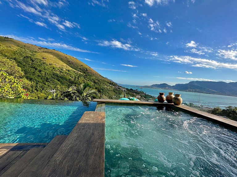 Luxo, vista deslumbrante, SPA aquecido e piscina